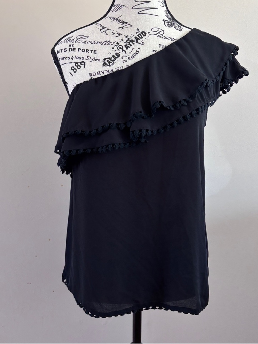 Aqua Black One-Shoulder Ruffle Top ~ Size Small ~ Party, Wedding,Graduation, Fun